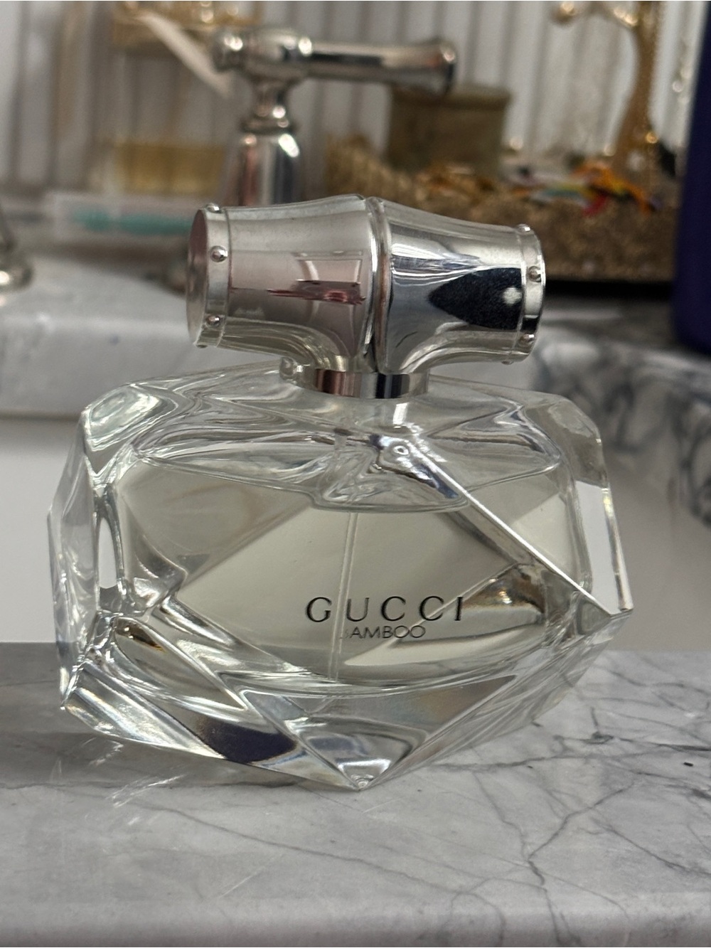 Gucci Bamboo Clear Glass Bottle with Silver Cap